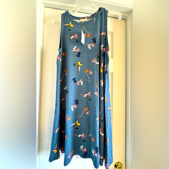 Loft Floral Sleeveless Dress - Blue - Picture 1 of 2